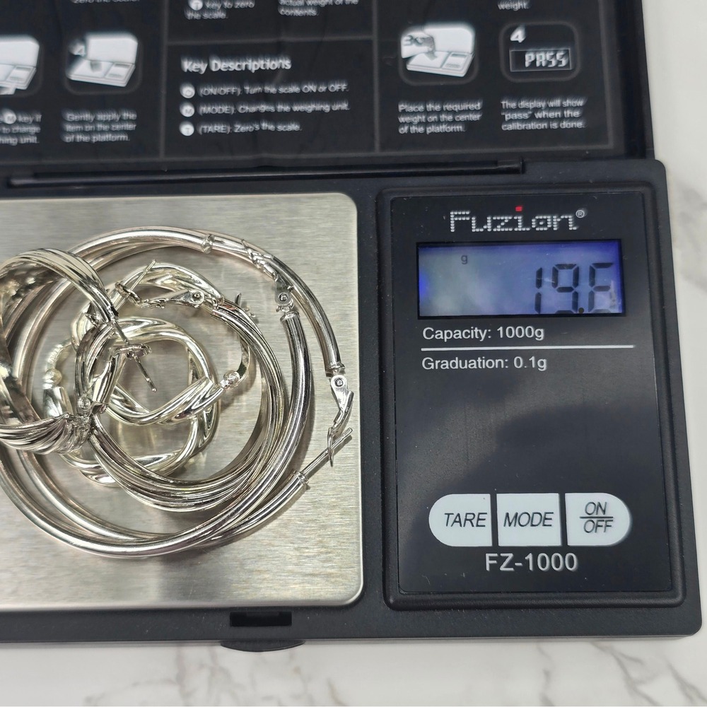 Sterling Silver Hoop Earring Set 3 Pairs Twisted Shrimp Polished 925 19.6g - Picture 14 of 14